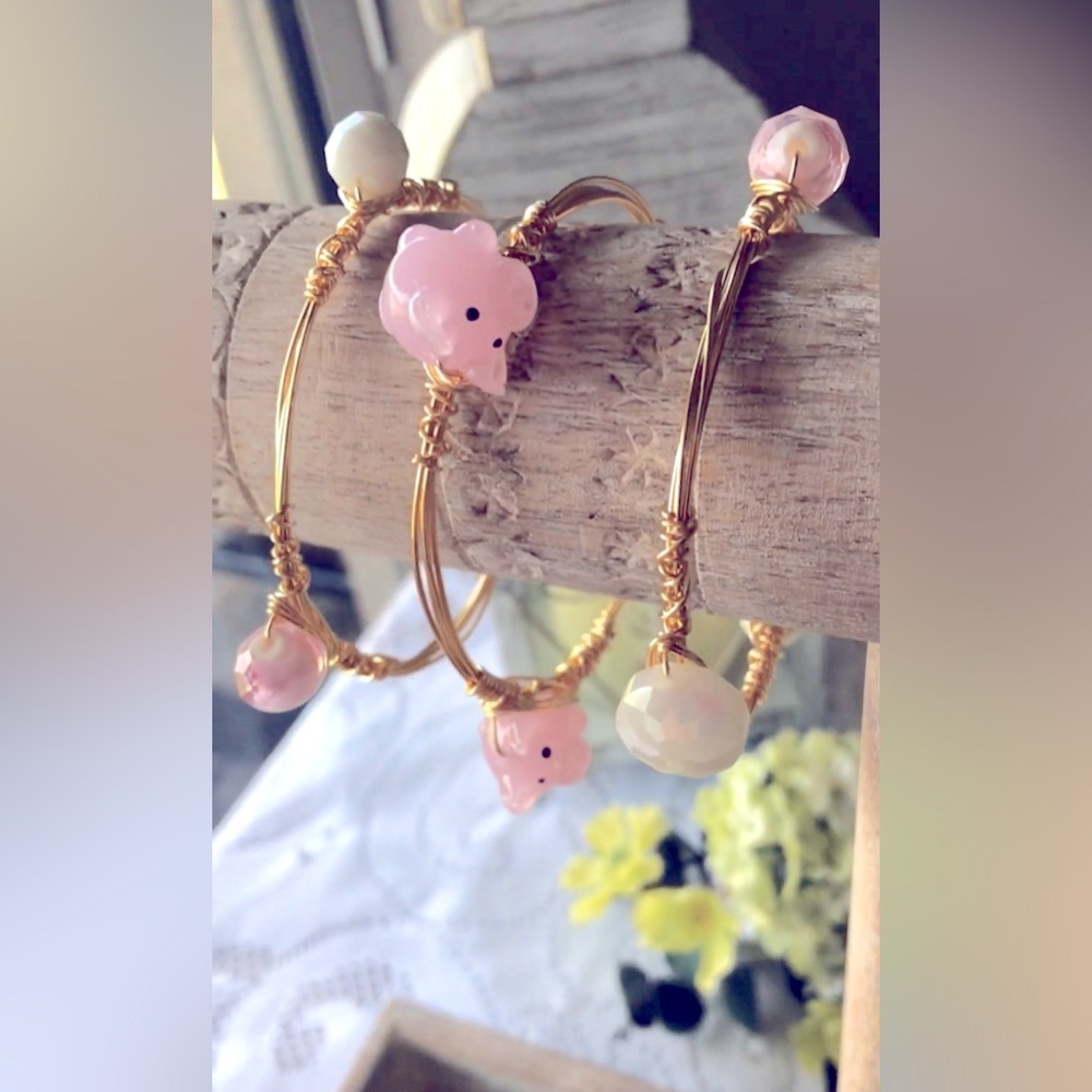 NEW Handmade Piggy Bangle Bracelet (SET)